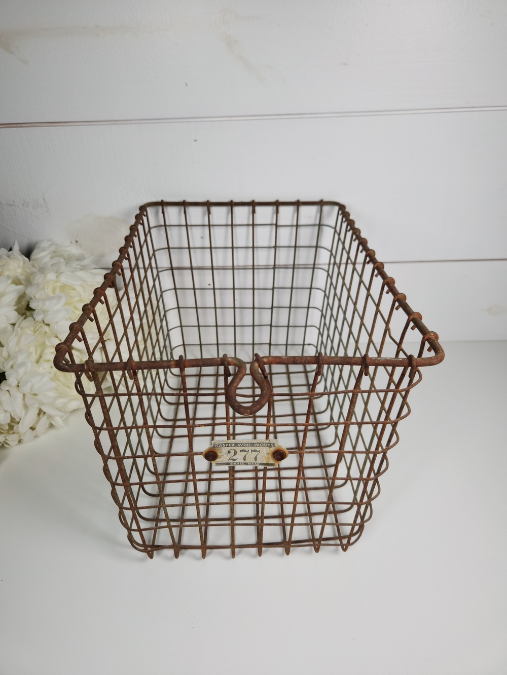 Vintage Locker Room Metal Wire Basket #277 | Rusty Metal Industrial Bin | Rustic - Picture 2 of 9
